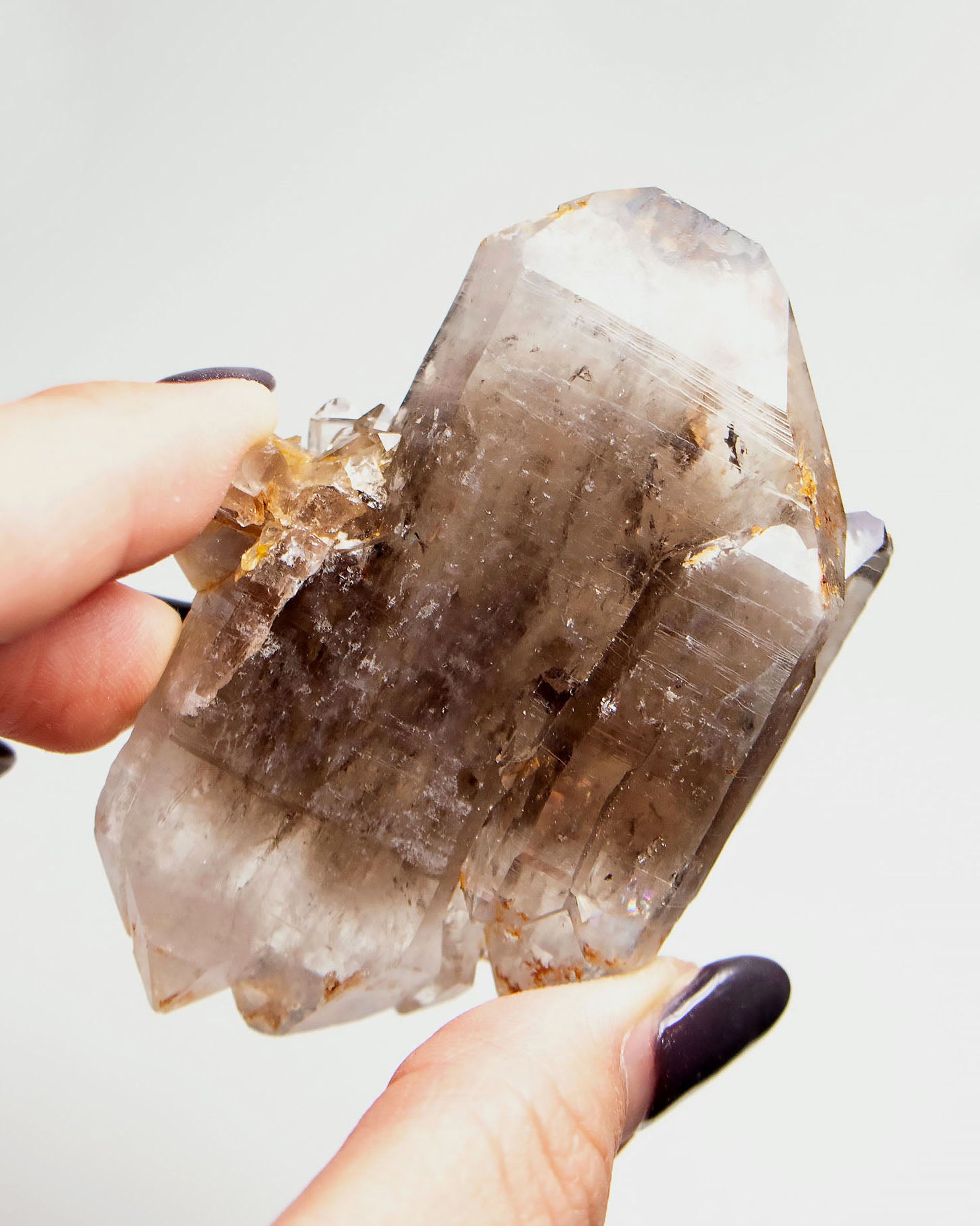 波士尼亞煙晶，以漸層色澤與自癒痕跡聞名，溫柔卻堅毅，象徵療癒能量、穩定力量與自我修復後的再生轉化。